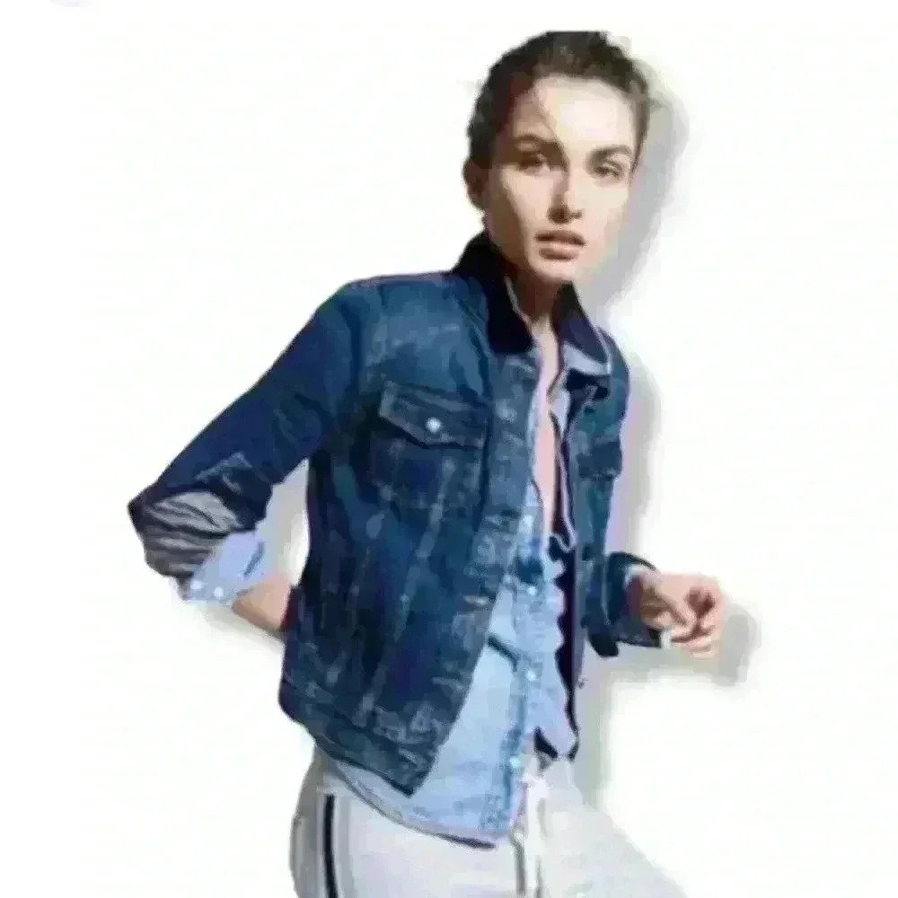 J.CREW Indigo Denim Jacket Women’s Front Button Blue Long Sleeve With Measure
